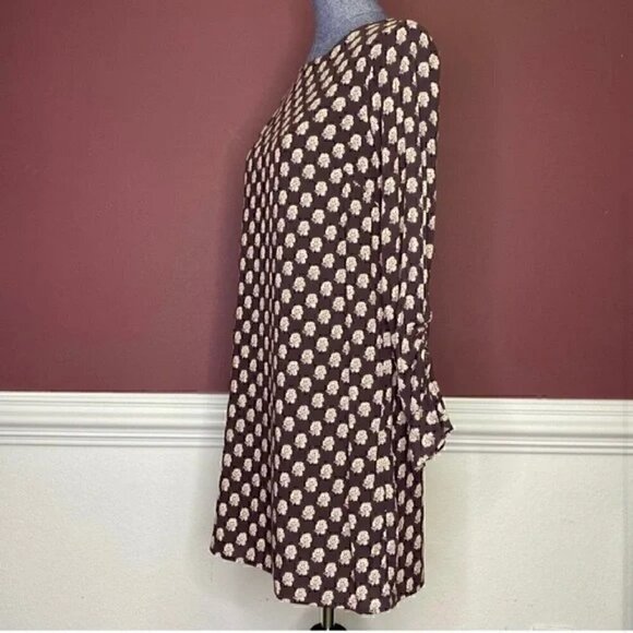 H&M brown floral print long sleeve midi dress size 2 - Picture 4 of 4